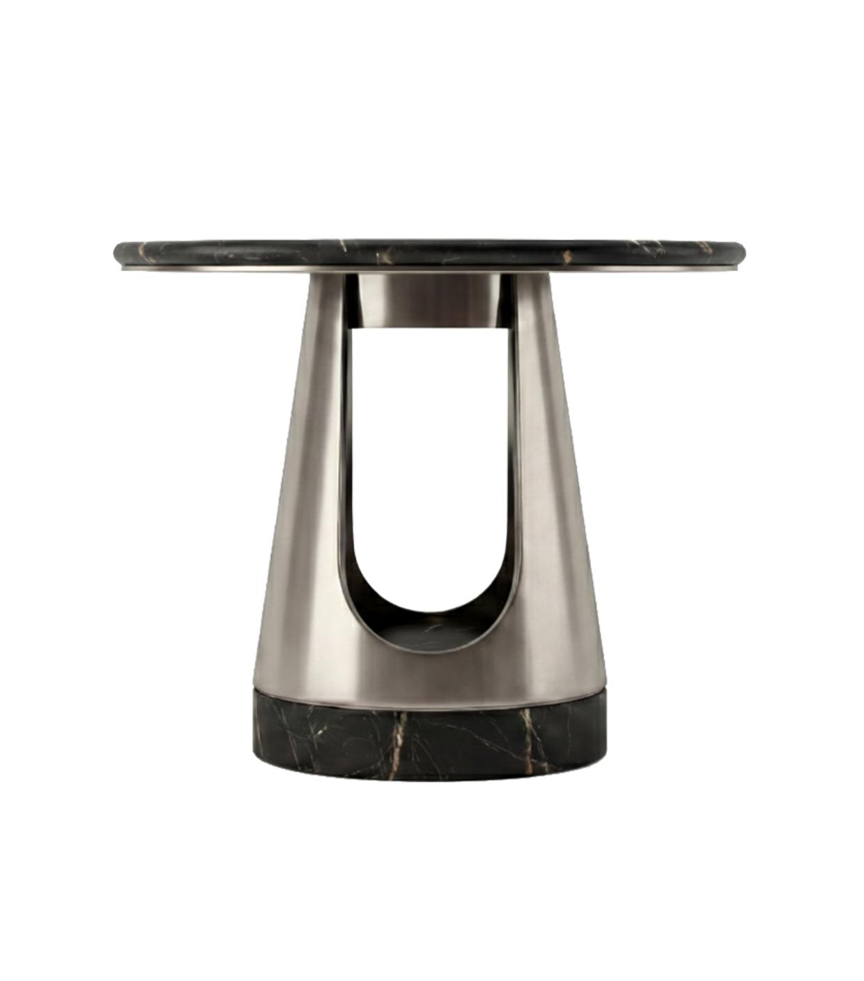 Mesa de Centro Redonda Aura com Tampo em Pedra Escura