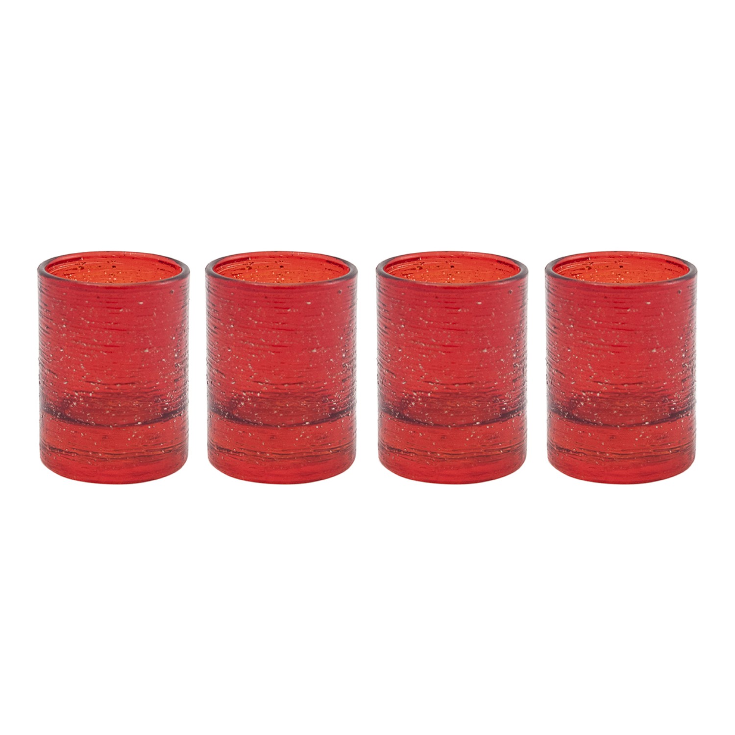 Conjunto de 4 Copos de Licor Vermelhos com Fio Prateado