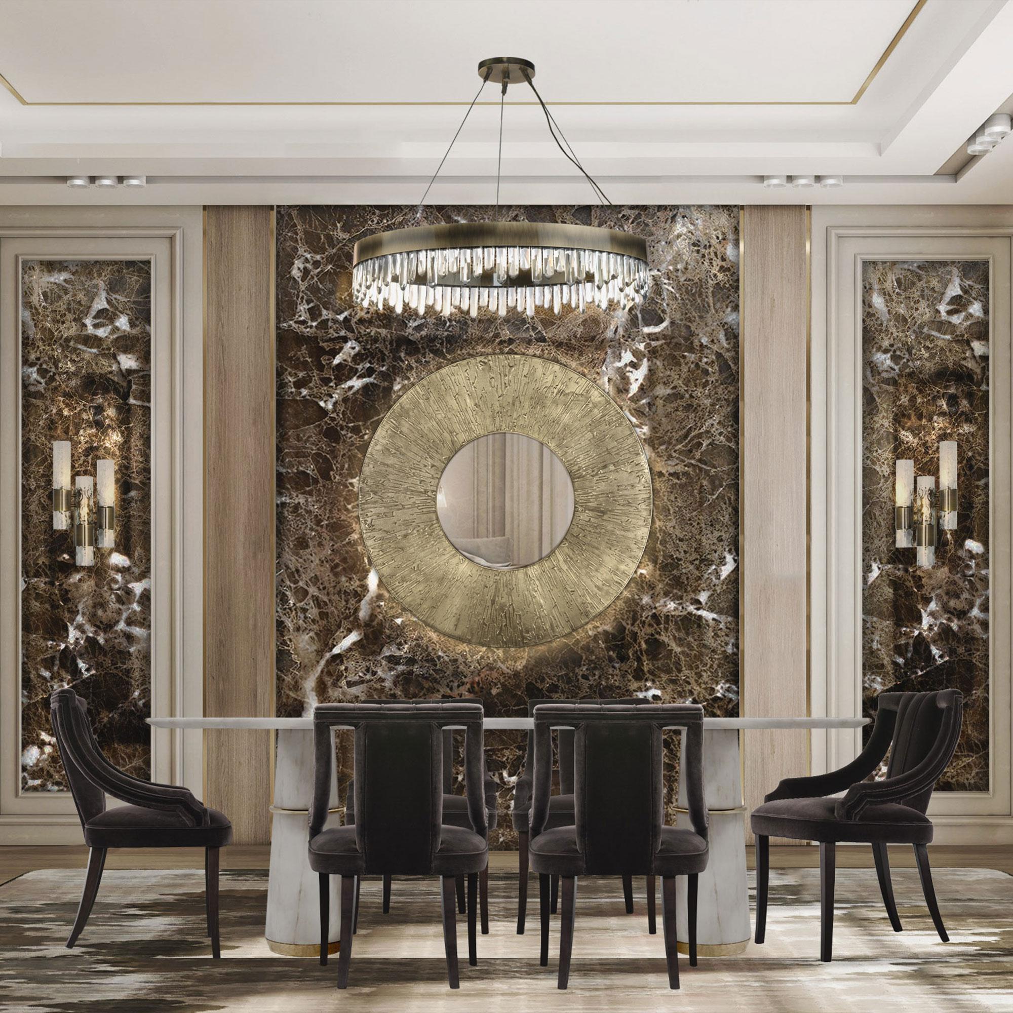 Espelho de destaque redondo em latão