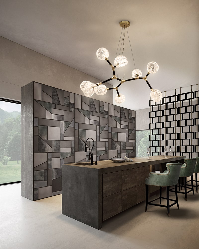 Candeeiro suspenso grande irregular multi-sombra