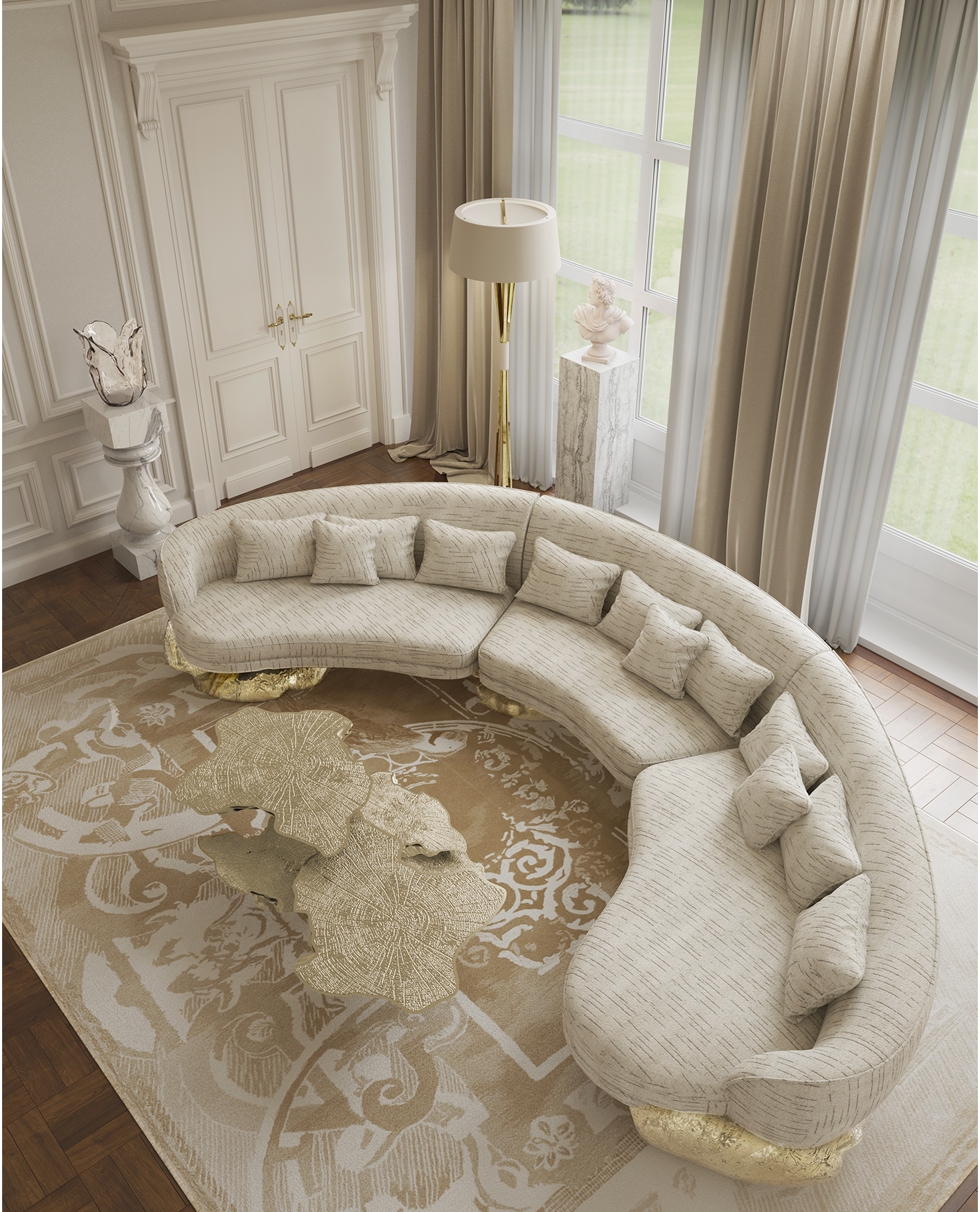 Sofá Curvo Branco Angora