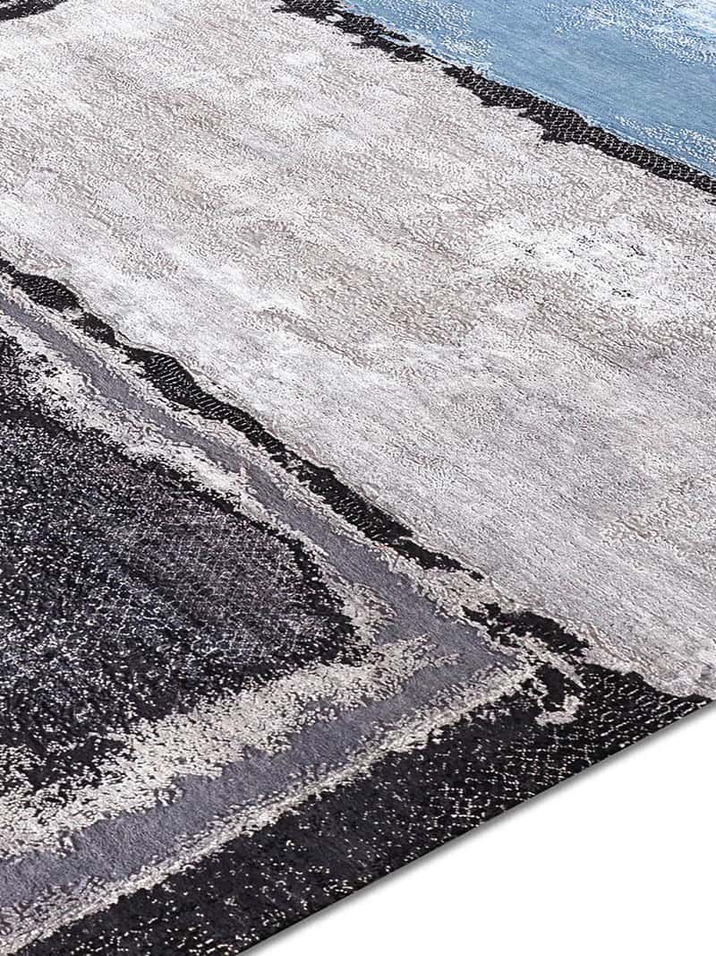 Tapete Light Blue Prateado Tecido à Mão | Tamanho: 183 × 274 cm