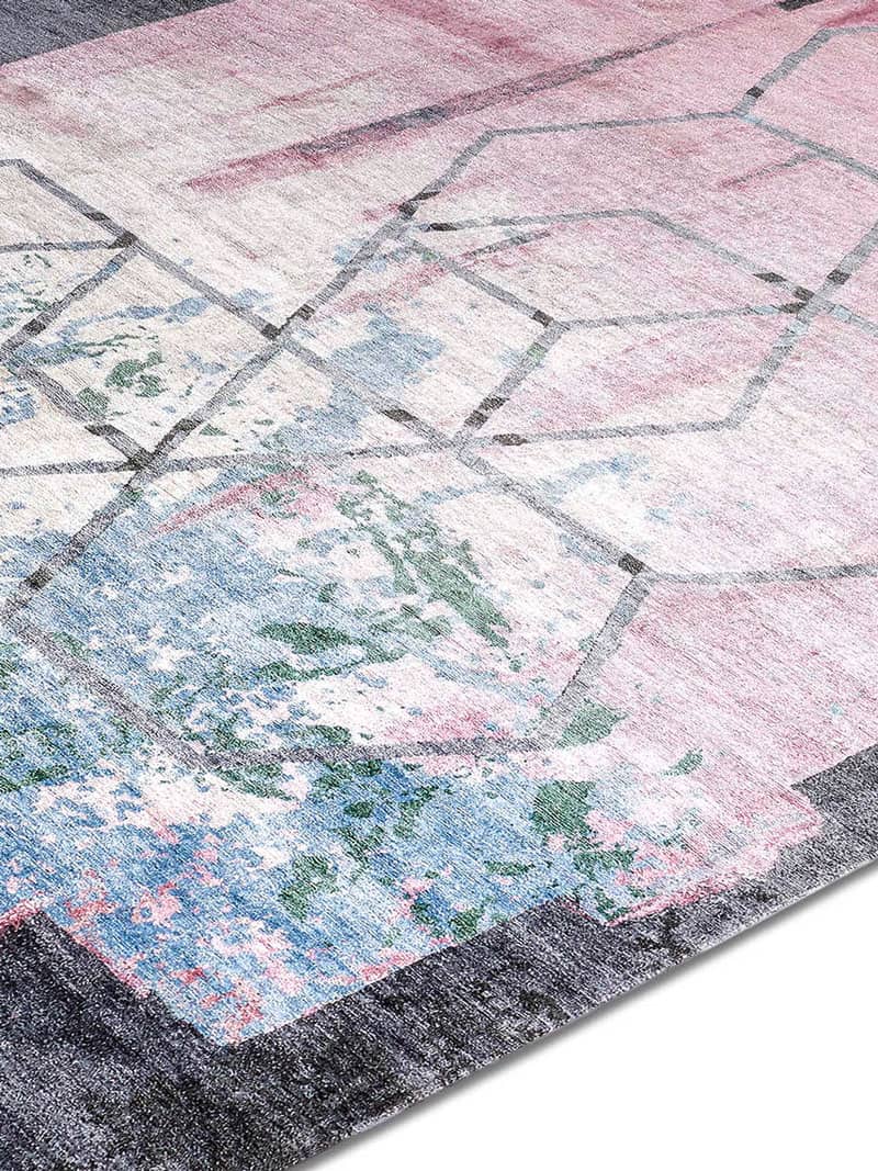 Tapete Hexagon Rosa Tecido à Mão | Tamanho: 122 × 183 cm