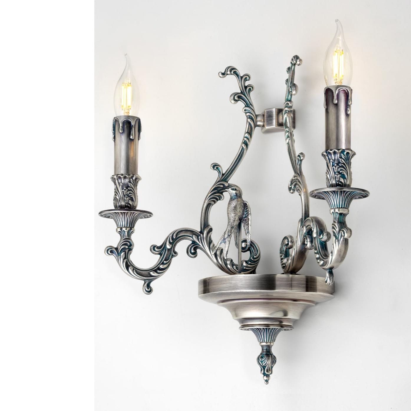 Aplique de Parede Bird Blue Silver de 2 Lâmpadas