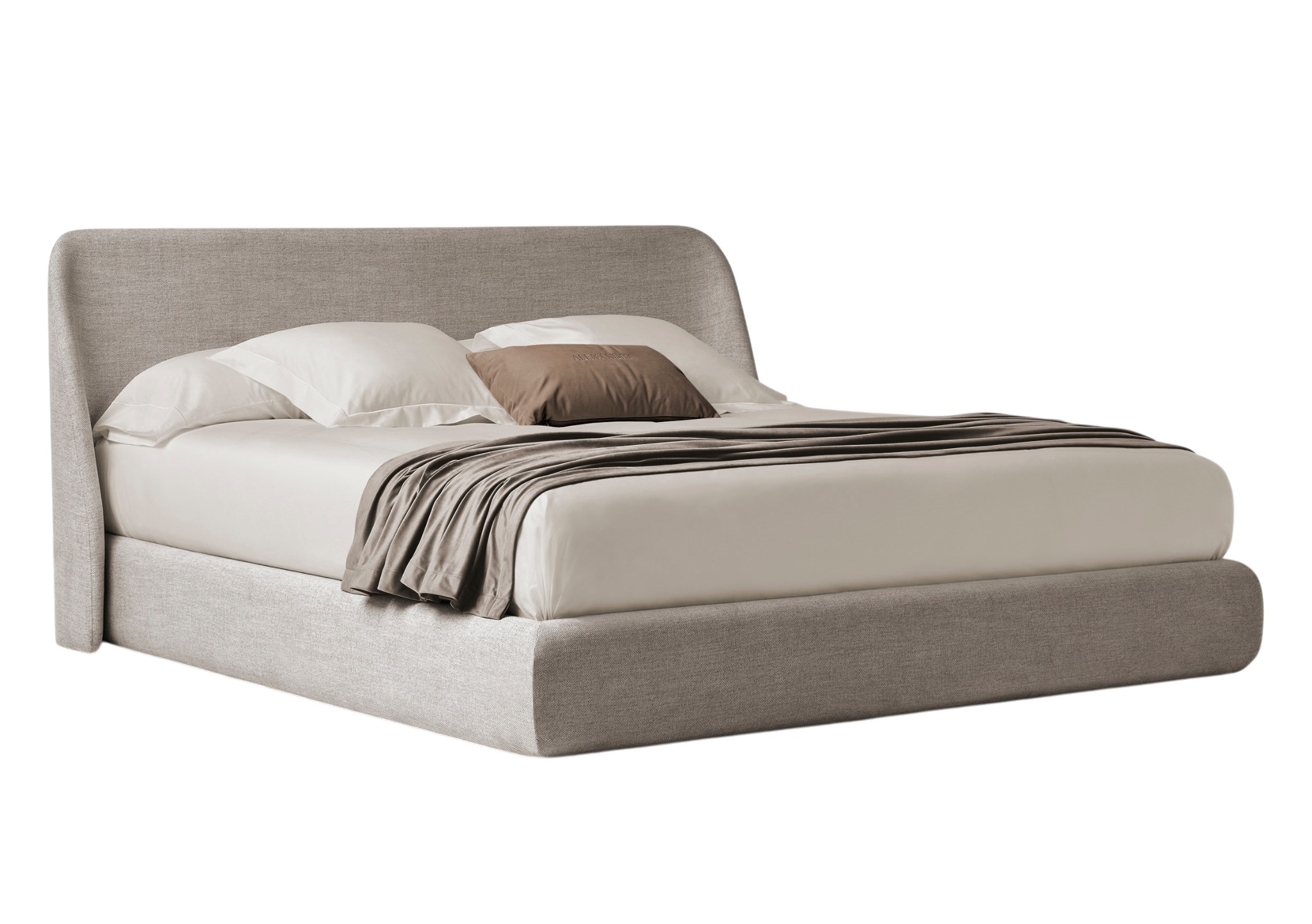 Cama Estofada em Tecido Bege Atlas
