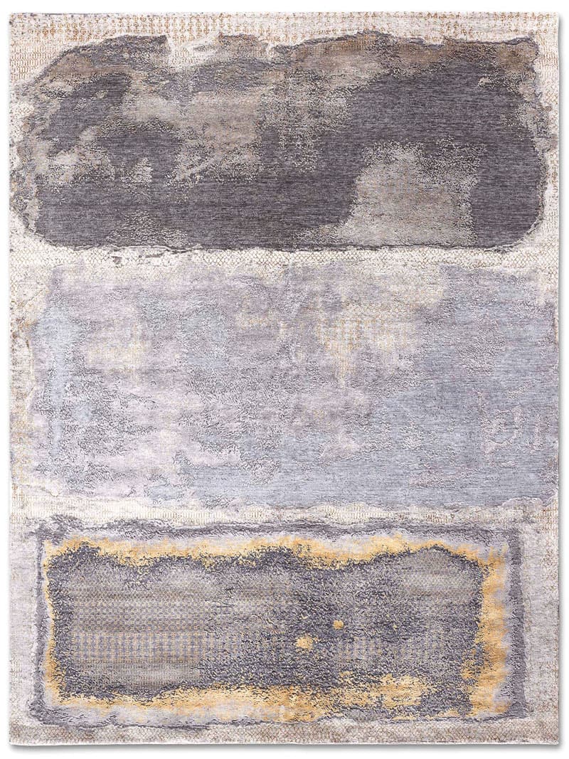 Tapete Prateado Abstracto Feito à Mão Luxury