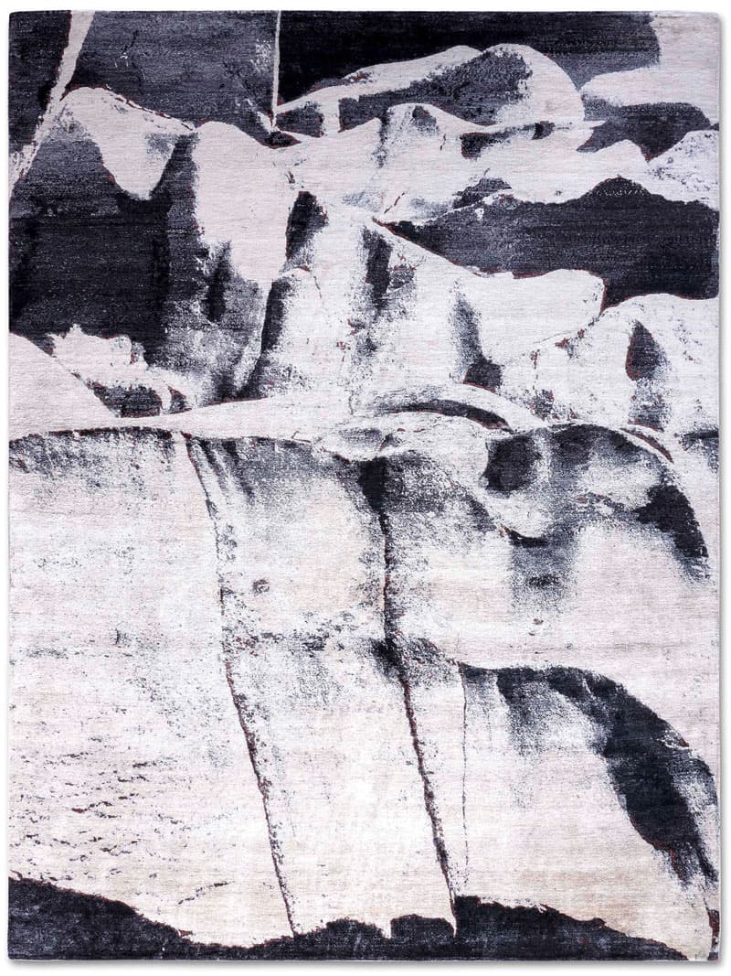 Tapete Preto e Branco Feito à Mão | Tamanho: 140 × 210 cm
