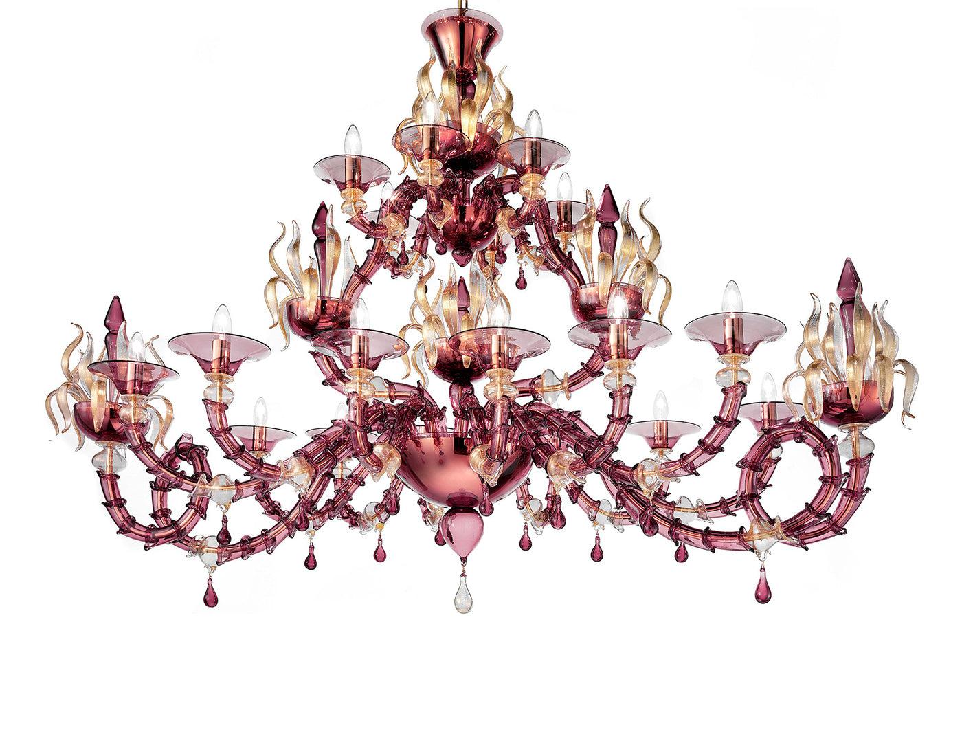 Lustre Clássico em Vidro de Murano Roxo