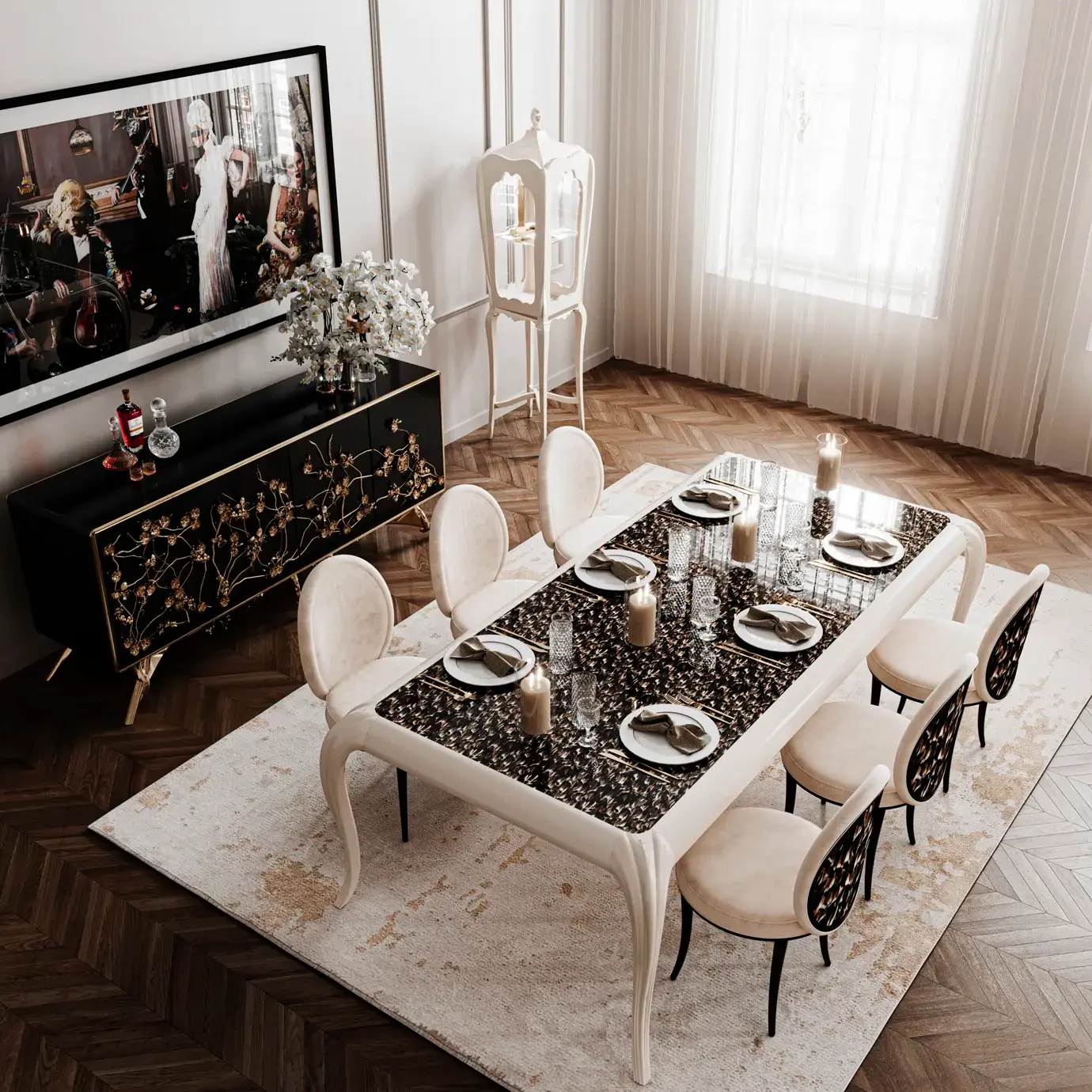 Mesa de Jantar Tampo Pluma Exótica Mistral