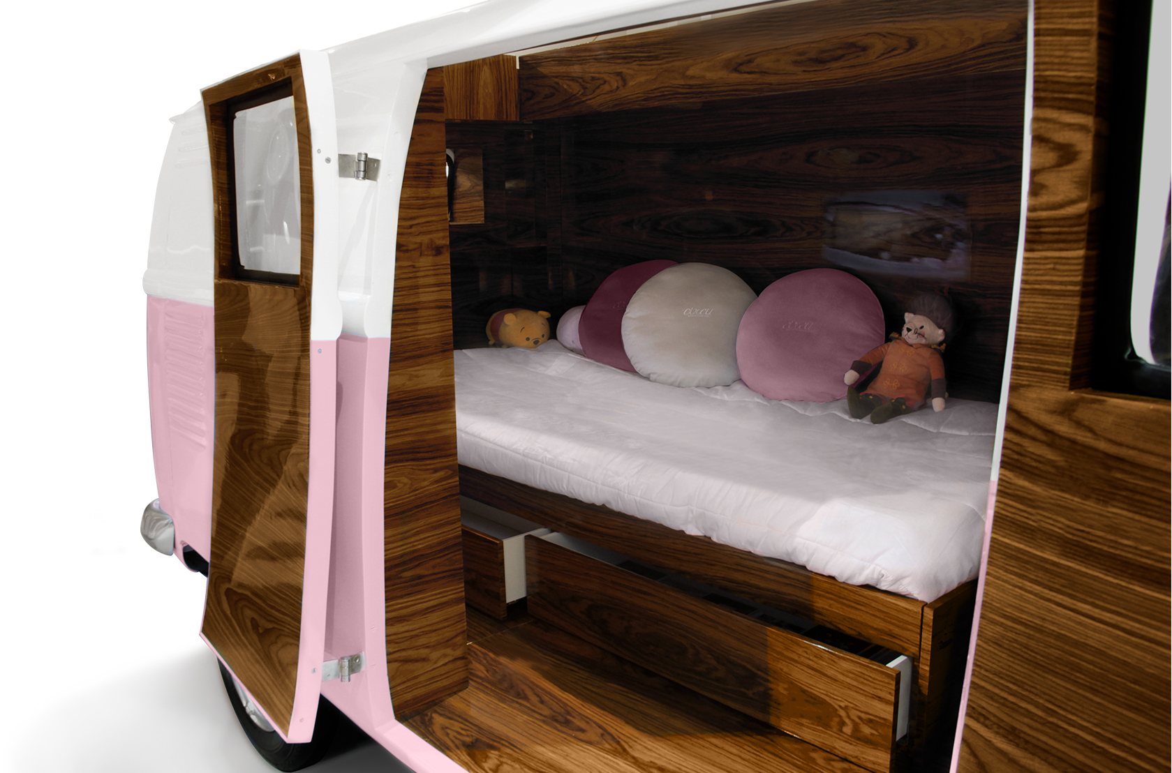 Conjunto de quarto caravana do viajante rosa