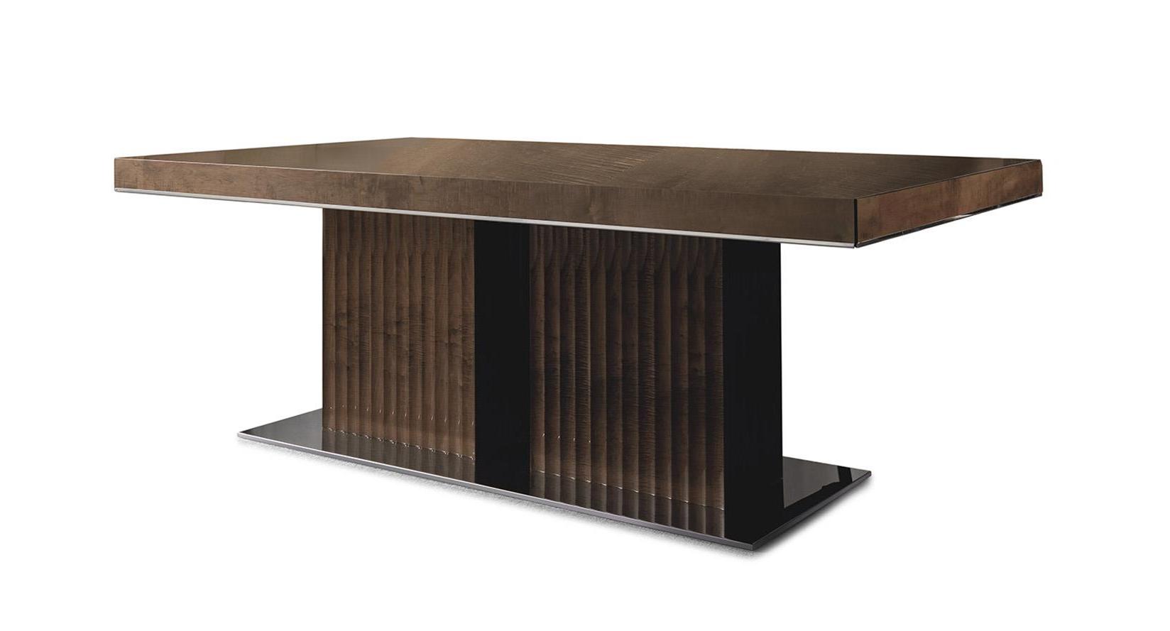 Mesa Elegance com Tampo Madeira Fina e Detalhes Metal
