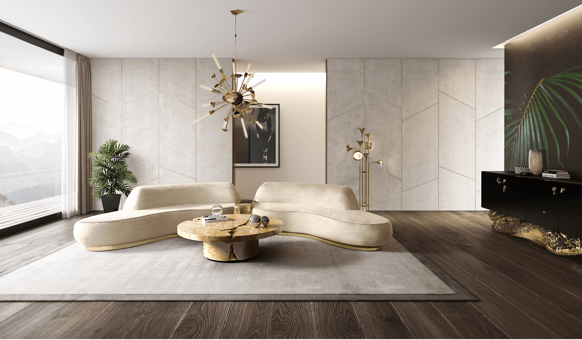 Conjunto 3 Peças Mesa de Centro Dominion Raiz Choupo