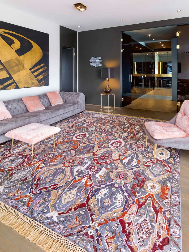 Tapete KavaBagh Carvão Feito à Mão Luxury