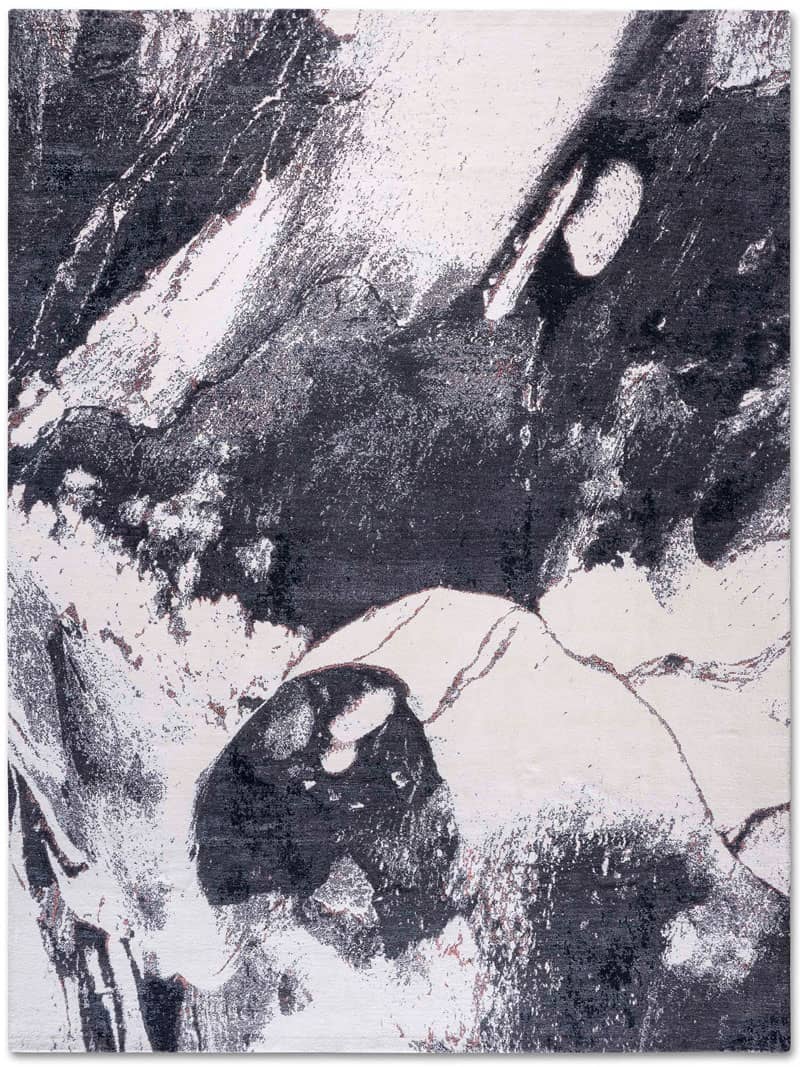 Tapete Preto e Branco Feito à Mão | Tamanho: 140 × 210 cm