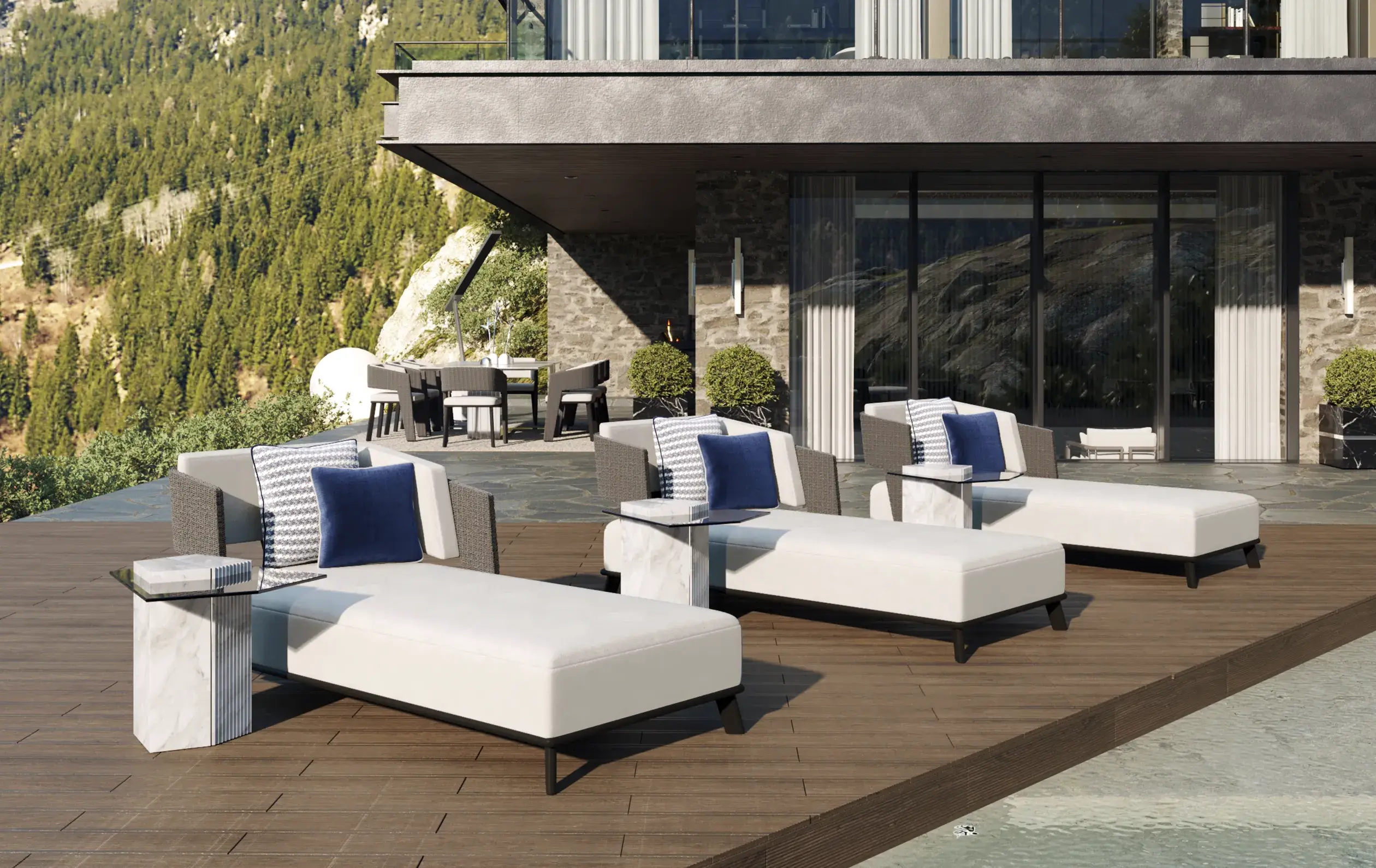 Chaise longue Crown cinzenta - 1