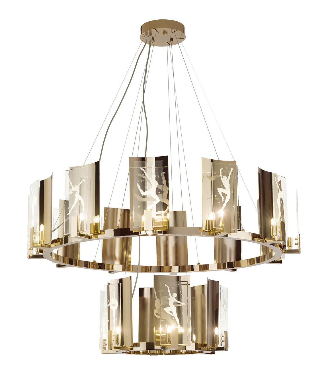 Lustre Grande Redondo em Ouro Suave