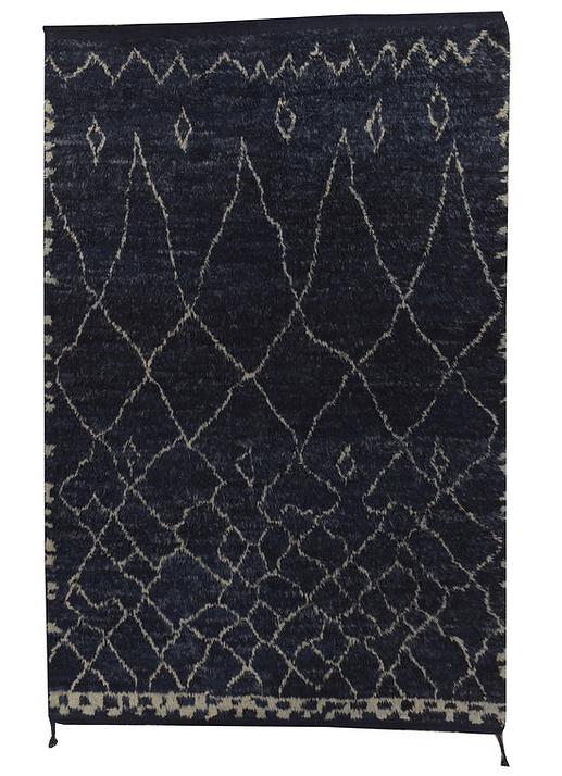 Tapete Berber Preto e Branco Pelo Alto