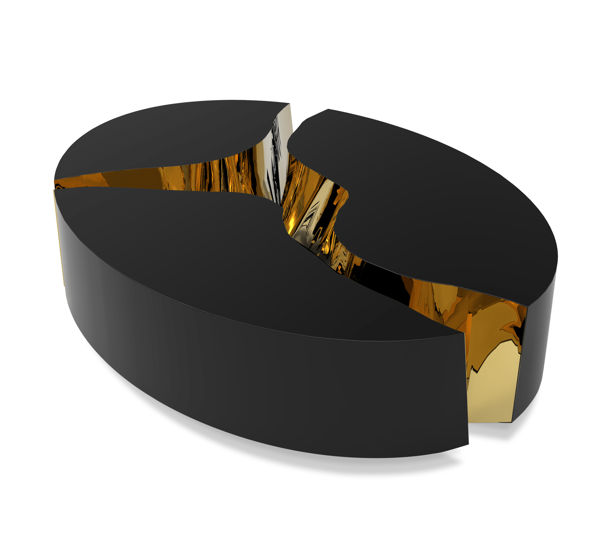 Mesa de Centro Oval Preta Fissure