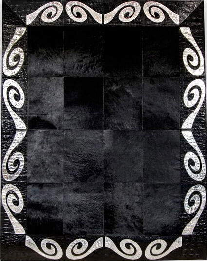 Tapete Pele de Vaca Preto e Prata | Tamanho: 220 × 320 cm