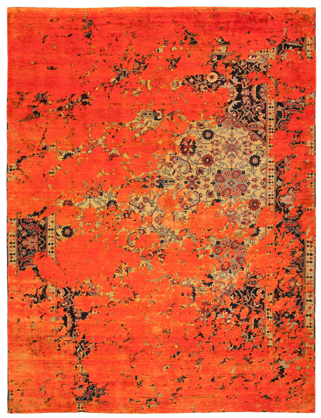 Tapete Serapi Queensbury Aerial Amarelo Laranja-Néon Seda | Tamanho: 250 × 300 cm
