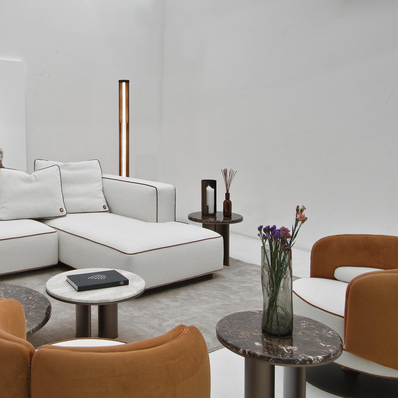 Mesa de Centro Redonda Bon Ton com Base Escura