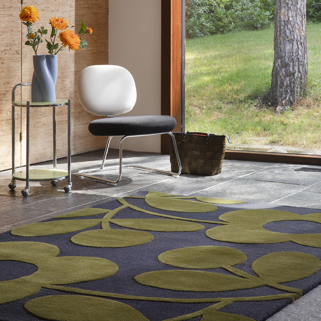 Tapete Designer Lã Sprig Stem Marinho | Tamanho: 200 × 280 cm