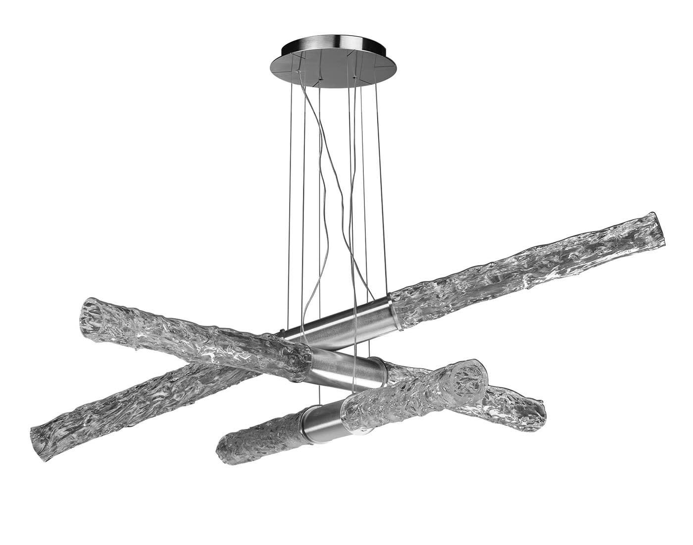 Lustre Linear em Vidro Soprado Transparente