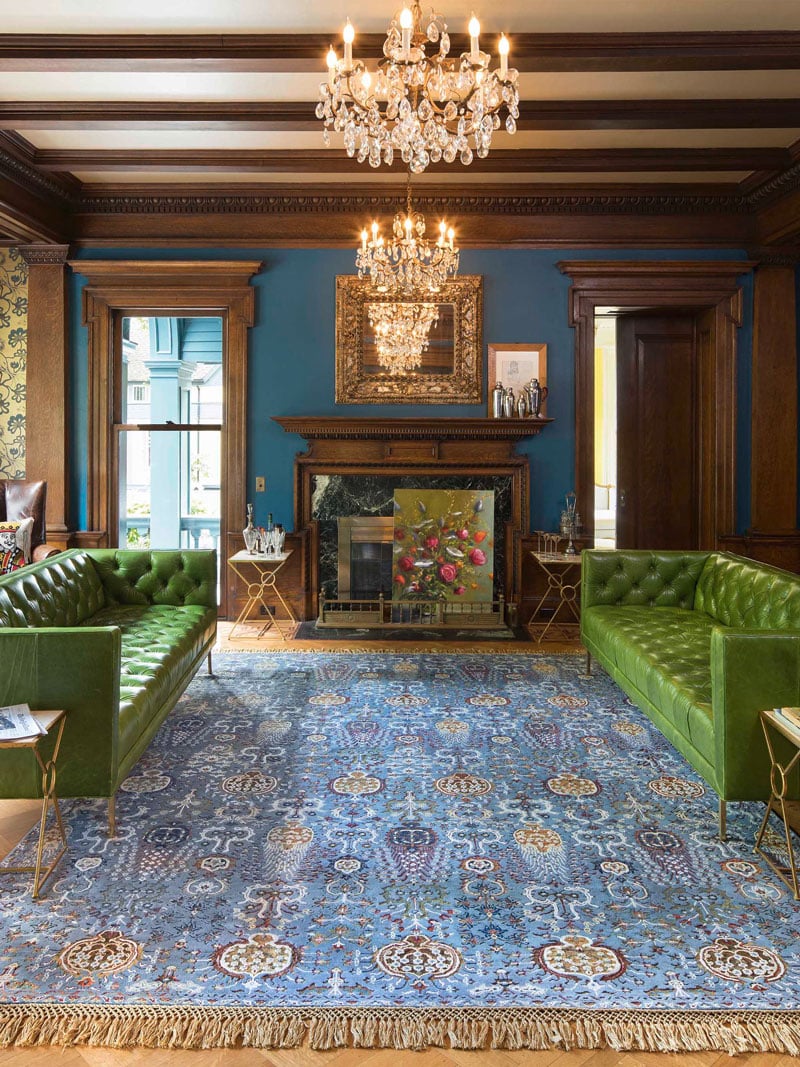 Tapete Isfahan Azul-Claro Feito à Mão Luxury