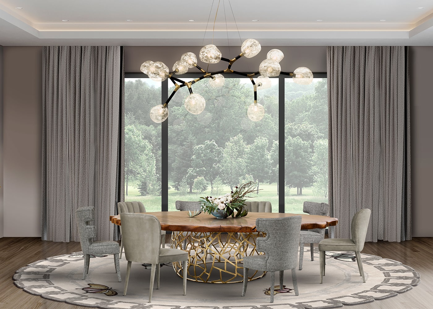 Candeeiro suspenso grande irregular multi-sombra - 1