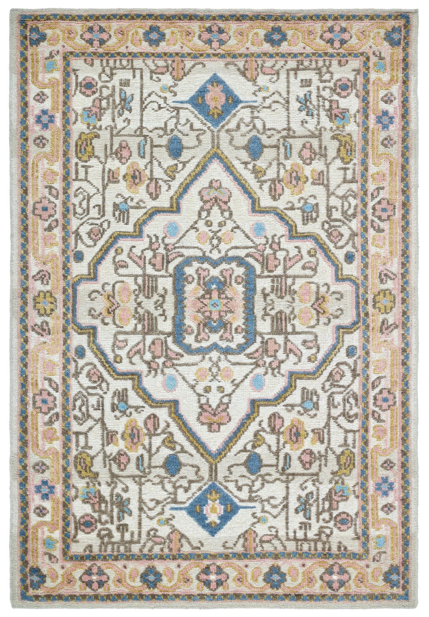 Tapete Medalhão Floral Marfim
