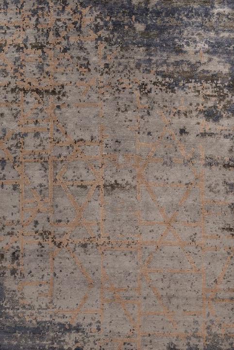 Tapete Feito à Mão Seda de Bambu Abstracto Indiano