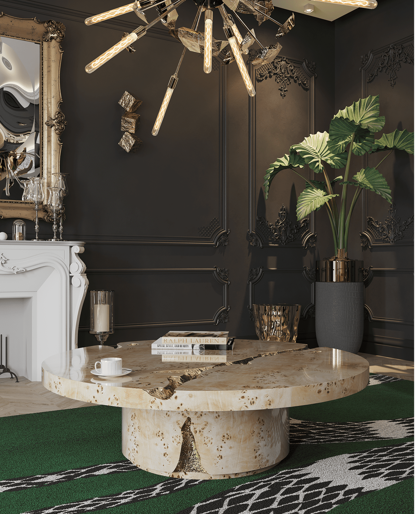 Conjunto 3 Peças Mesa de Centro Dominion Raiz Choupo