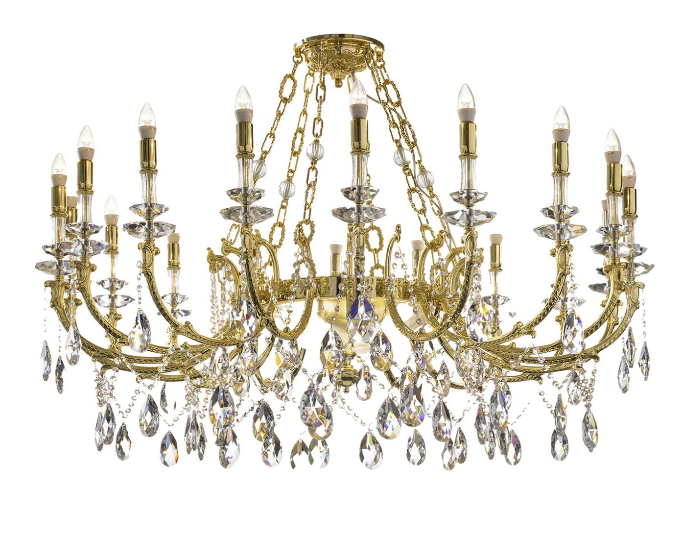 Lustre Clássico de Cristal com Acabamento Dourado