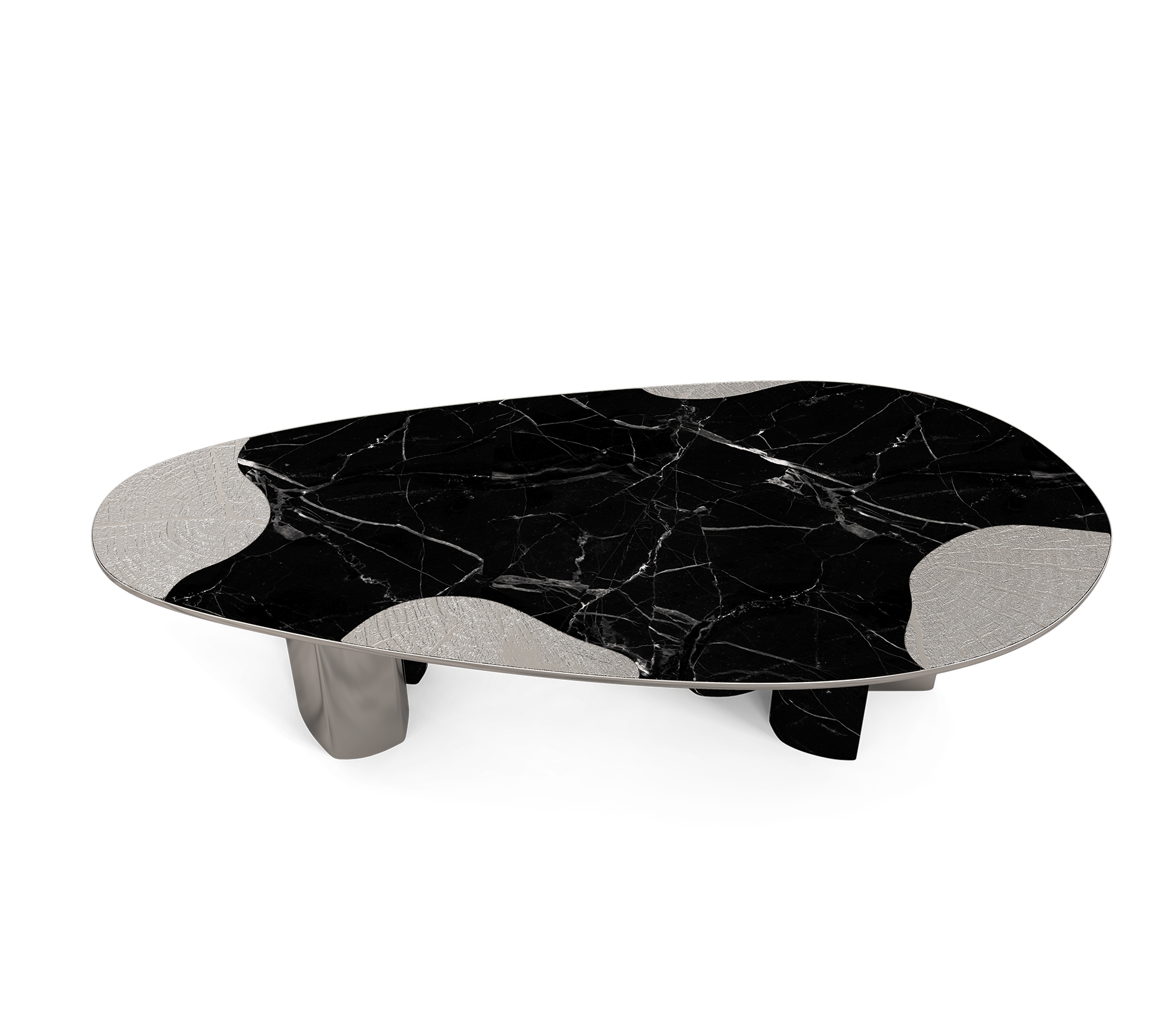 Mesa de Jantar Athena Mármore Nero e Prata