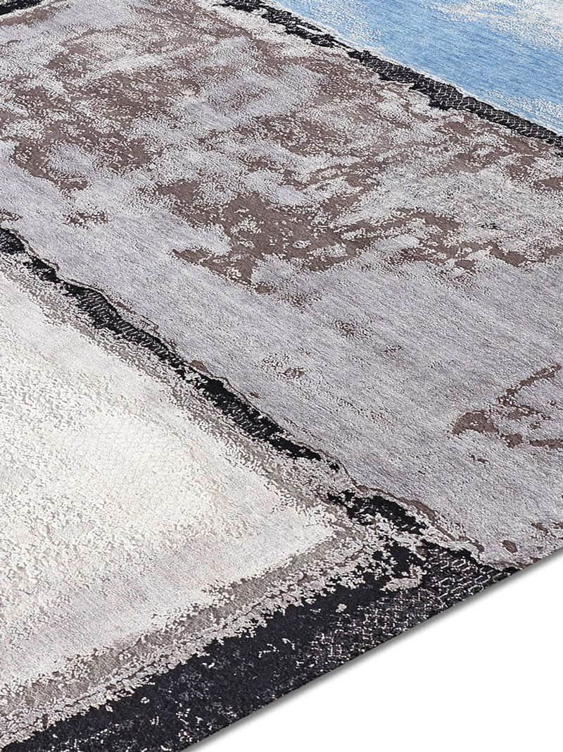 Tapete Light Blue Prateado Tecido à Mão