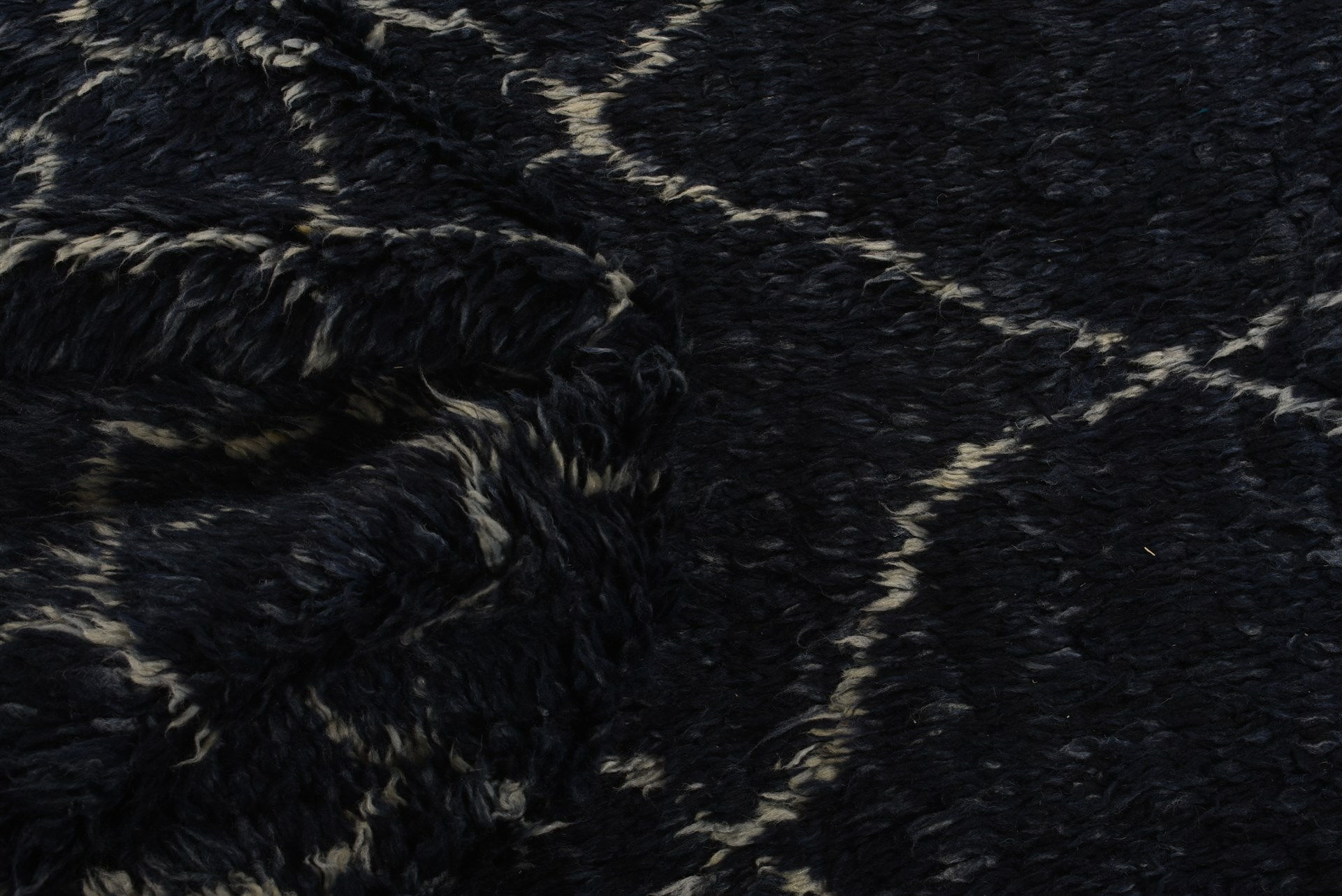 Tapete Berber Preto e Branco Pelo Alto