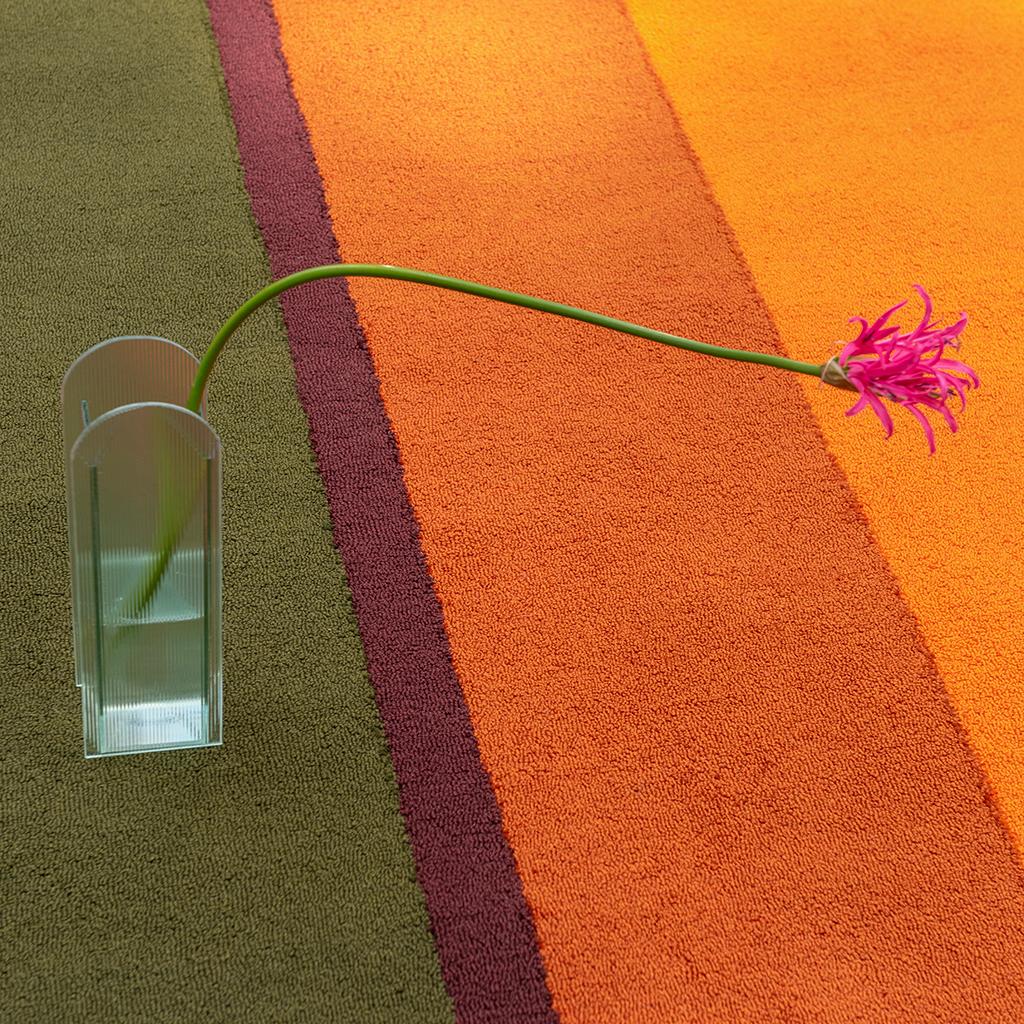 Tapete Exterior Festival Stripe Laranja/Verde