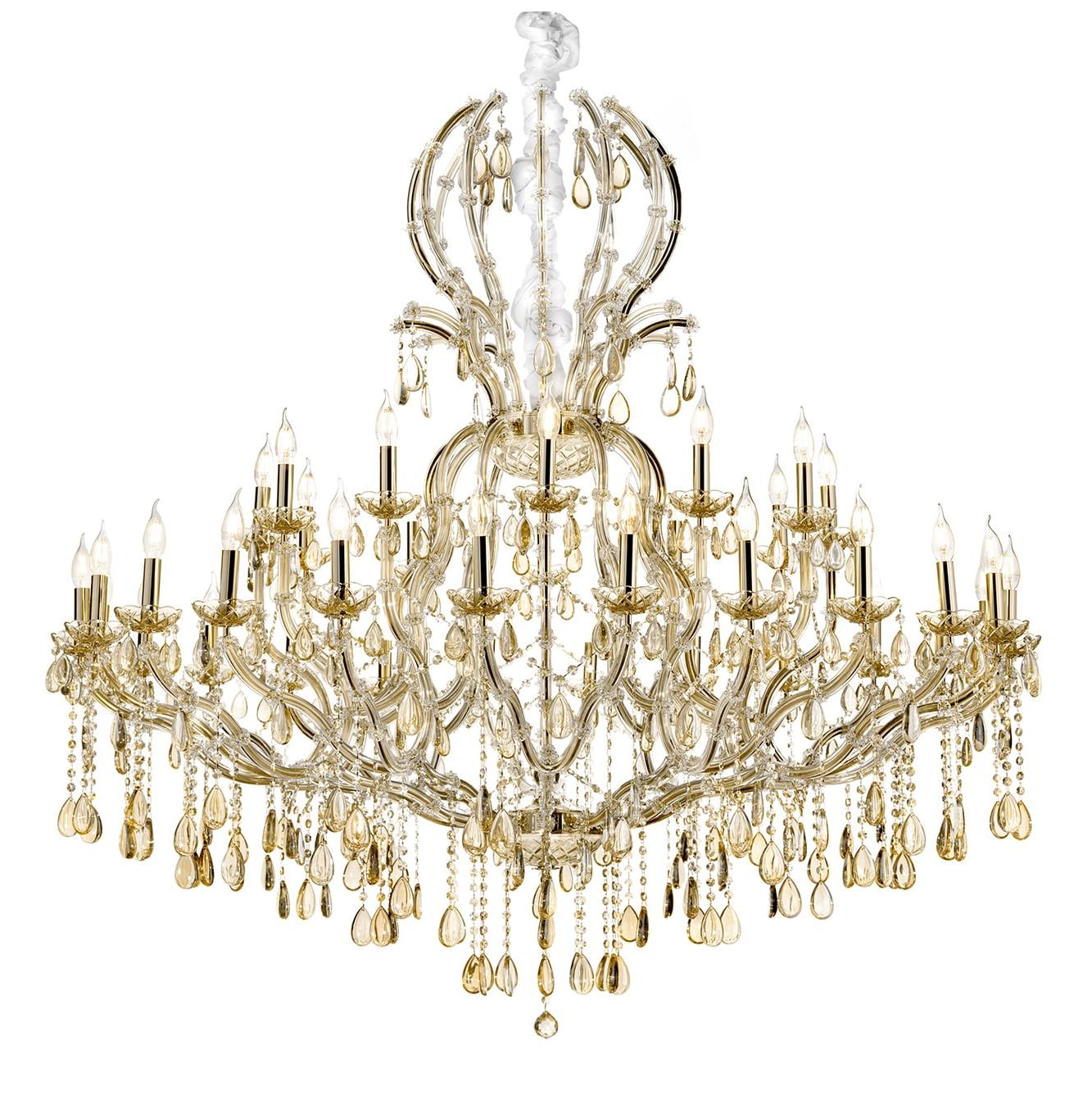 Lustre Mariateresa com Pendentes de Vidro Mel