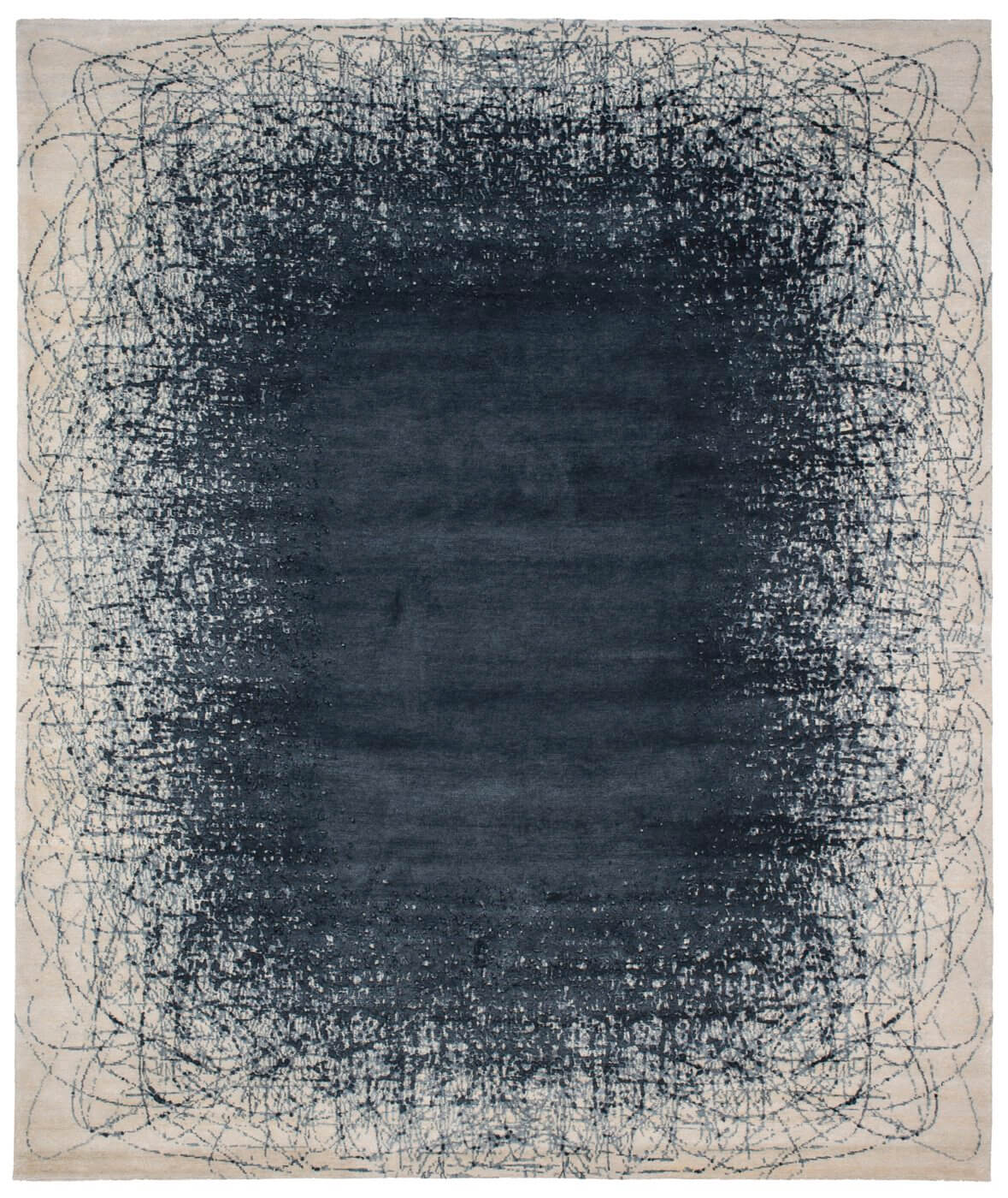 Tapete Ballpoint Art 6 Azul Escuro Branco