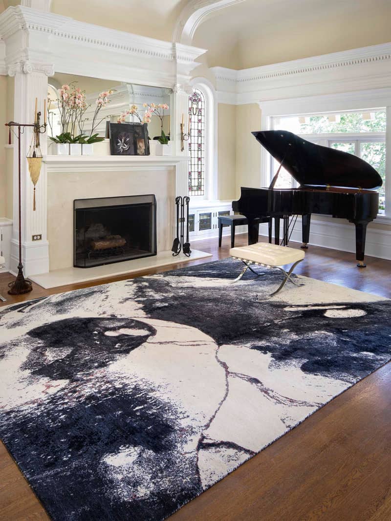 Tapete Preto e Branco Feito à Mão | Tamanho: 140 × 210 cm