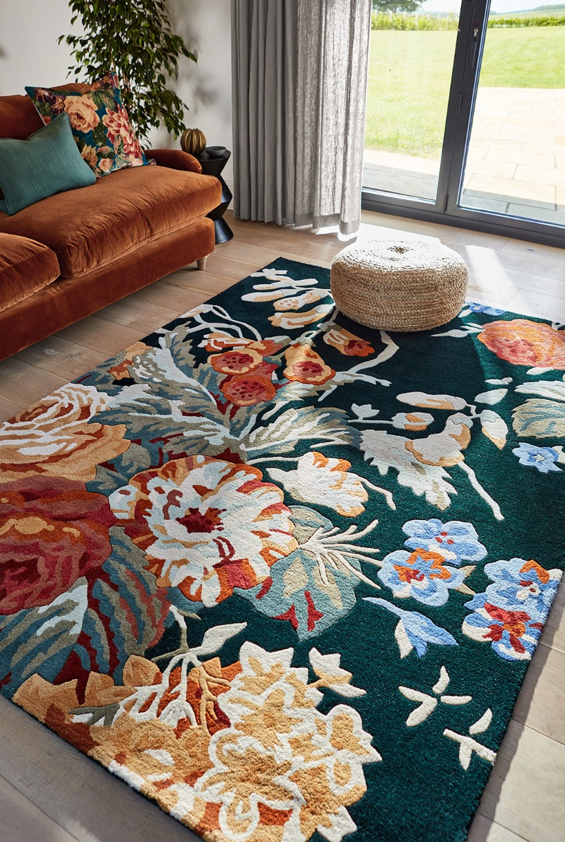 Tapete Stapleton Park Azul Marinho/Laranja Queimado | Tamanho: 250 × 350 cm