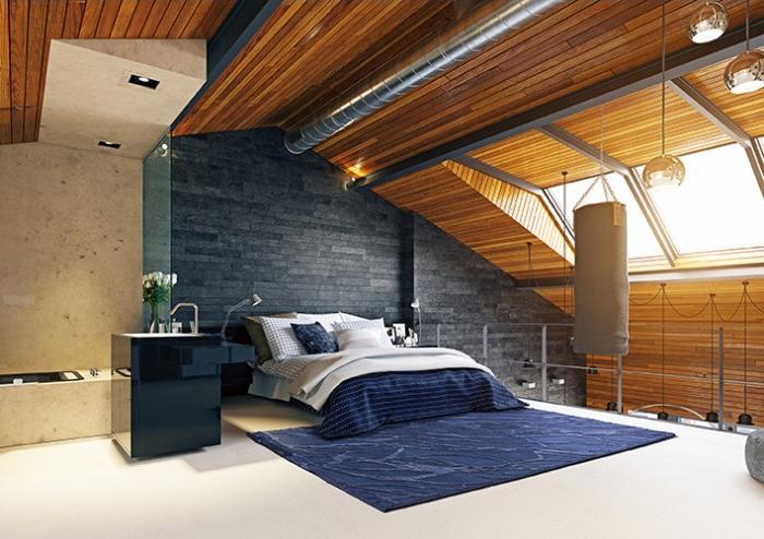 Tapete Moderno Azul Anodado à Mão