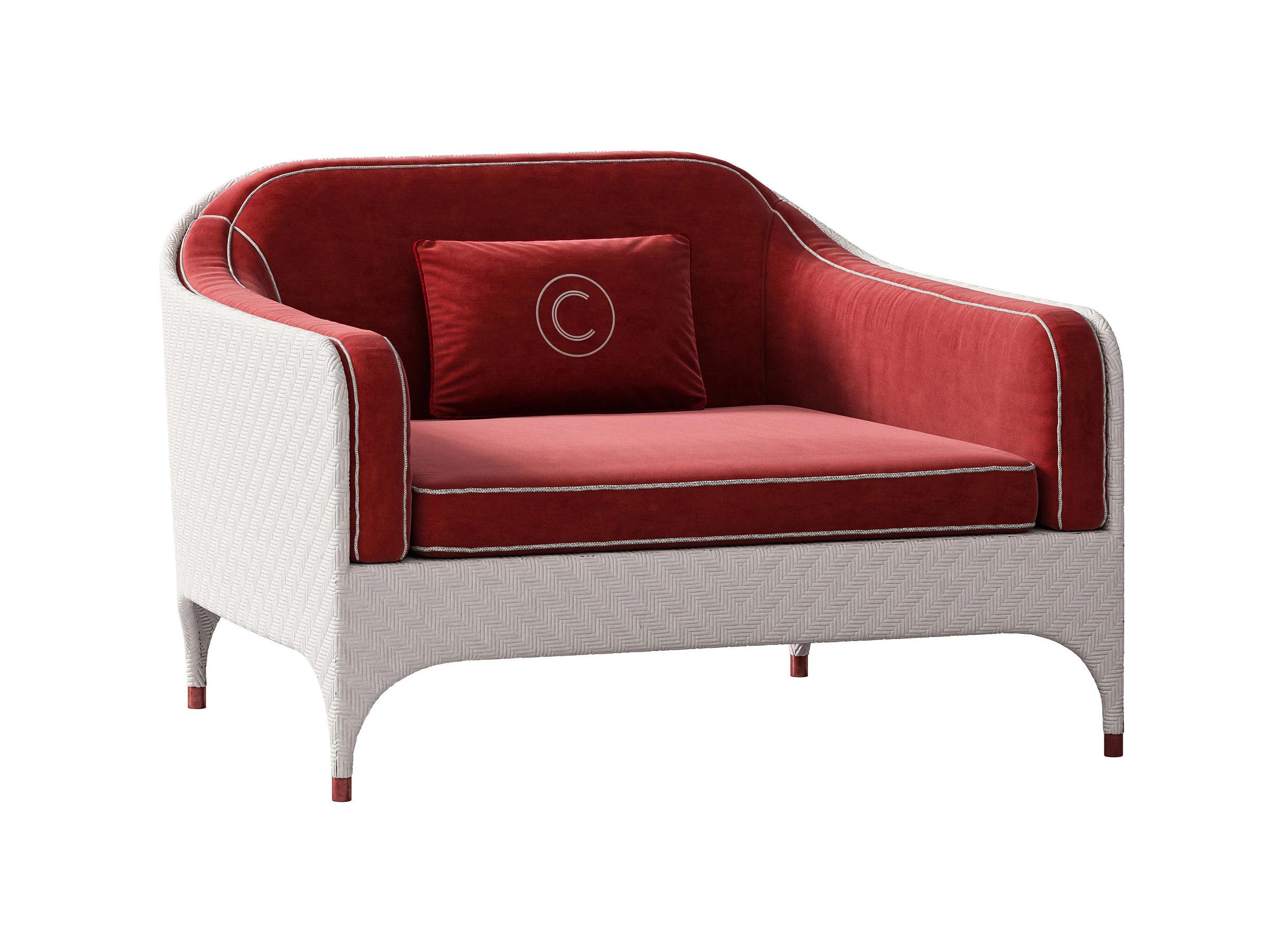 Poltrona larga de exterior com almofadas