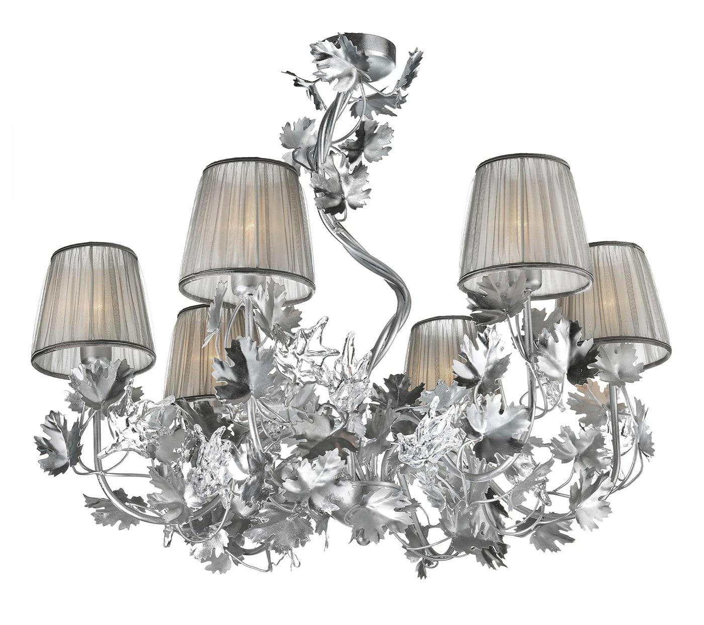 Lustre Moderno com Folhas de Vidro Transparente