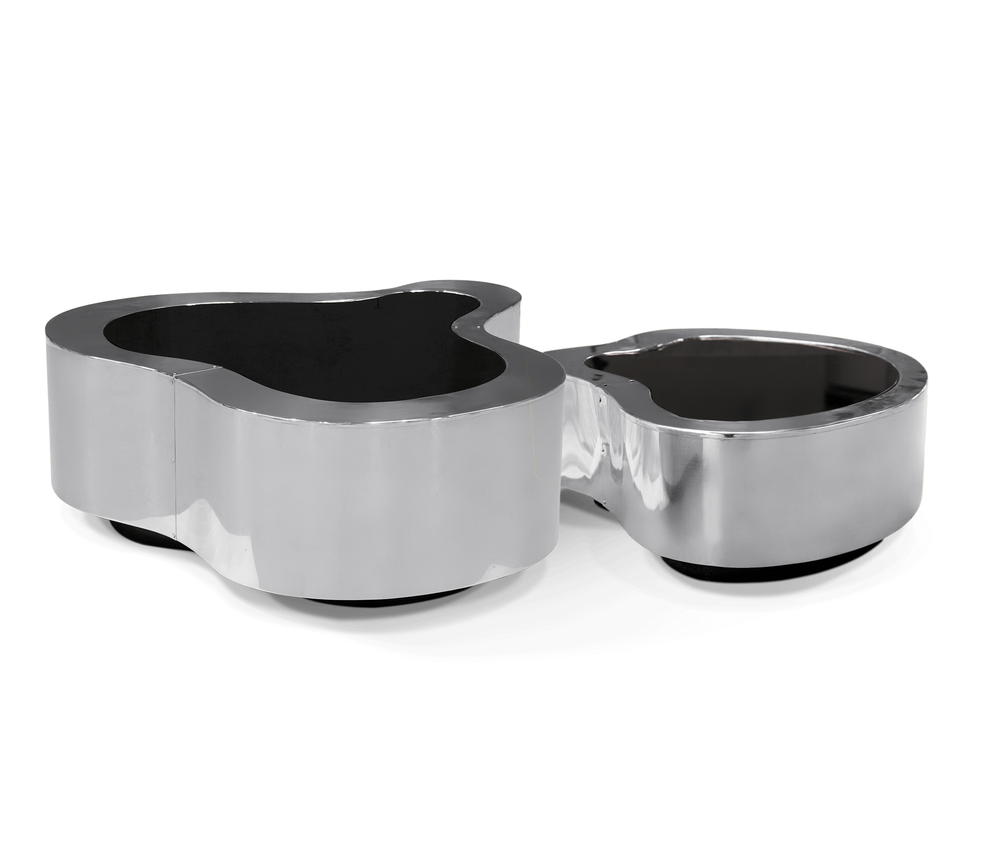 Conjunto de Mesas de Centro Crest Aço Inox Polido