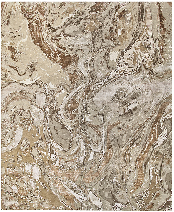 Tapete de Design Abstract Anodado à Mão Bege / Castanho | Tamanho: 250 × 300 cm