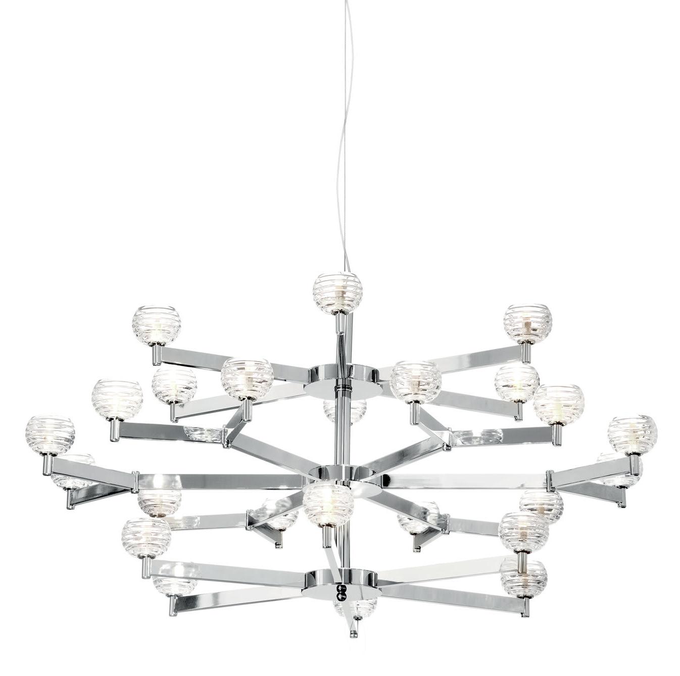 Lustre Art Déco em Níquel e Cristal