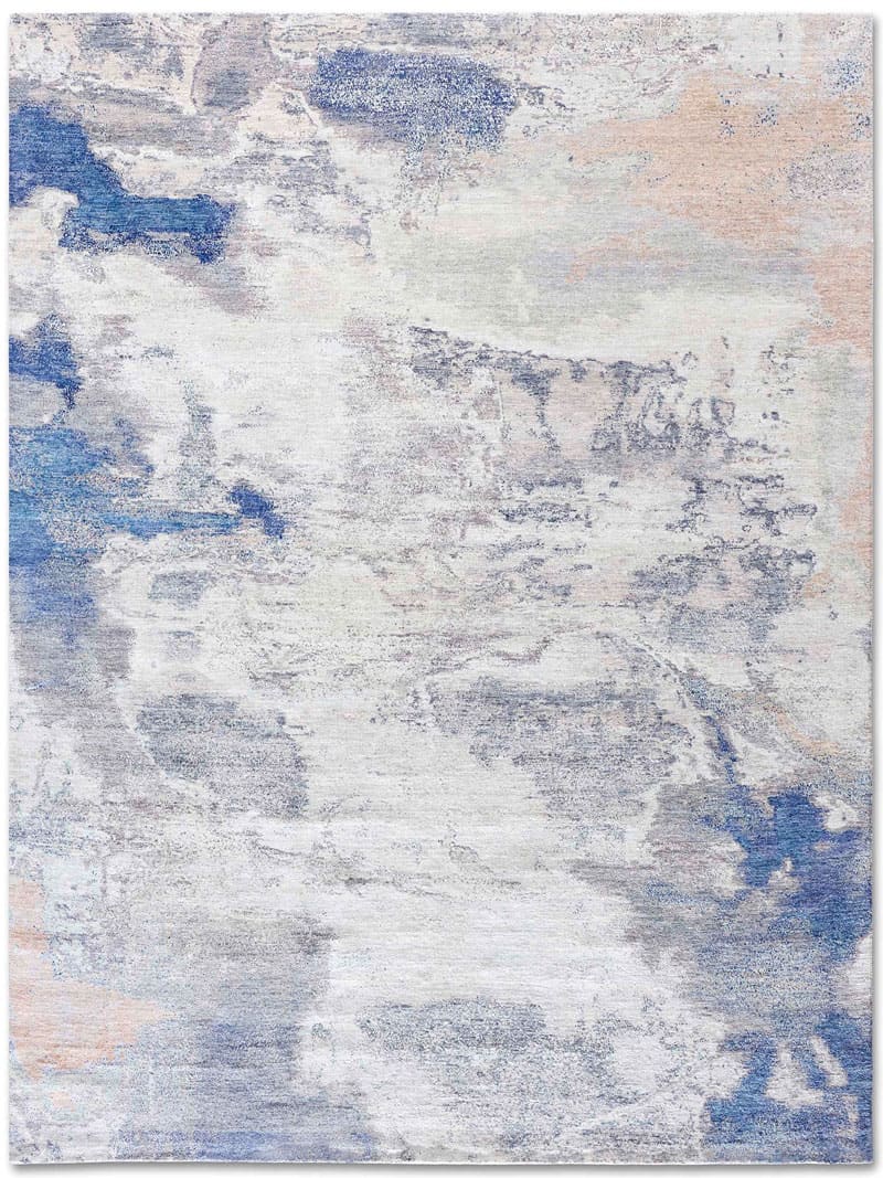 Tapete Azul / Areia Feito à Mão | Tamanho: 365 × 457 cm