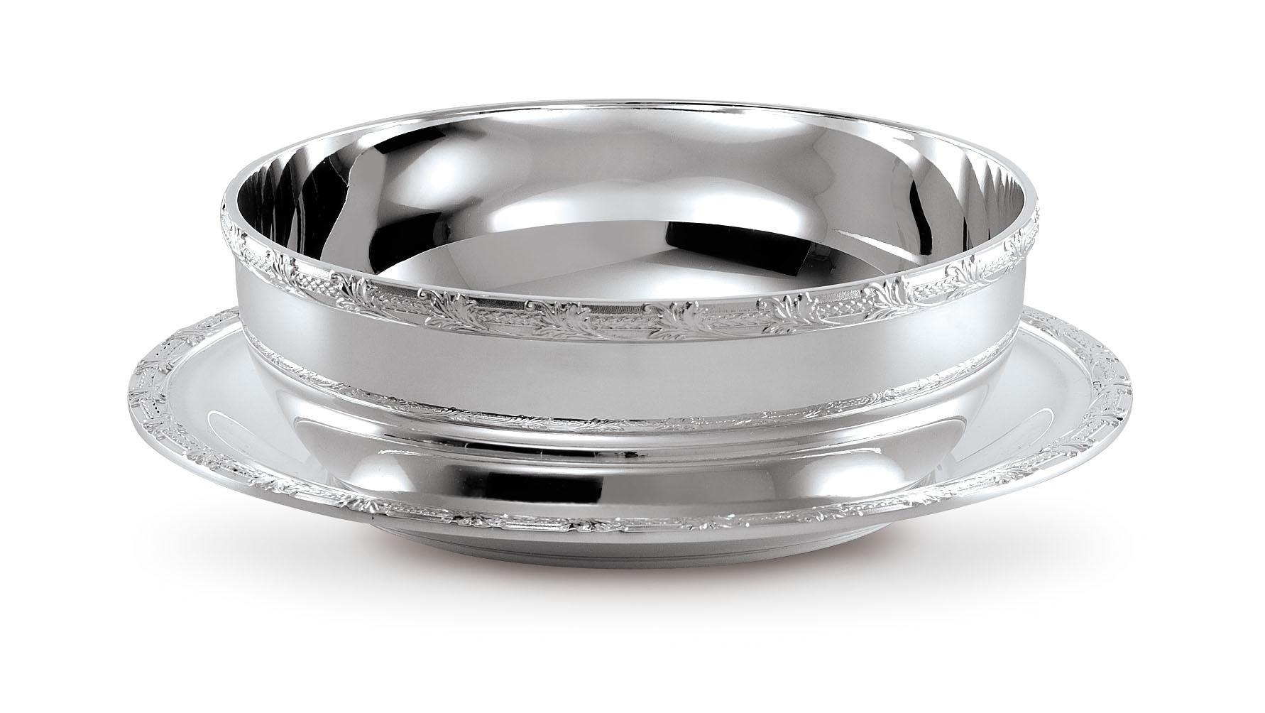 Taça para dedos Real prateada com pires