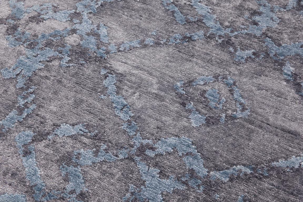 Tapete Feito à Mão Seda de Bambu Abstracto Indiano